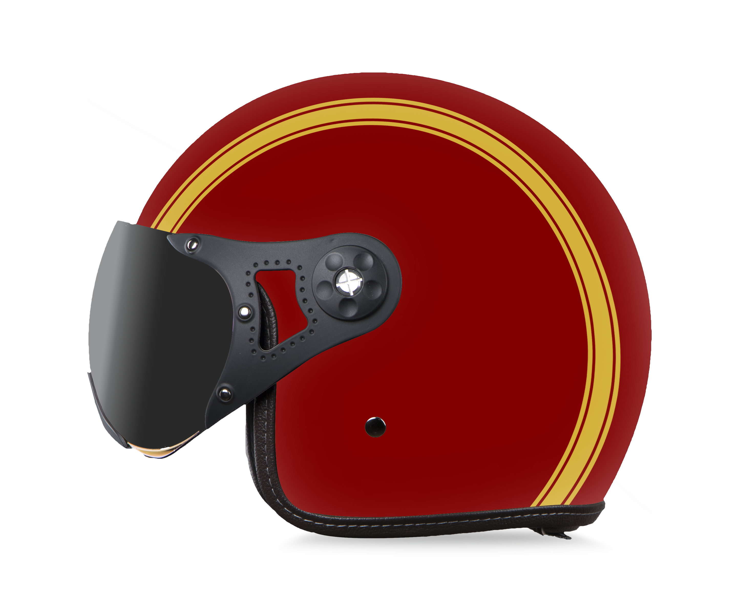 SB-40 DOT STRIPE MAT MAROON WITH GOLD (WITH EXTRA CLEAR VISOR)